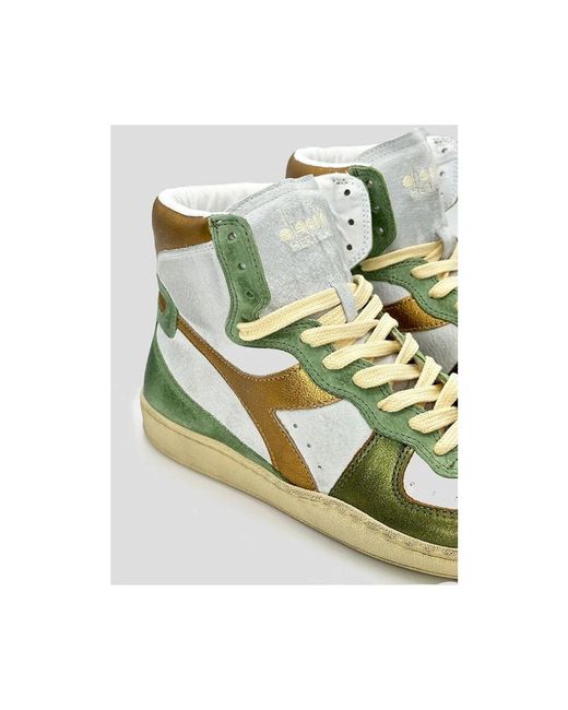 Metallico oro verde basket sneaker di Diadora in Green