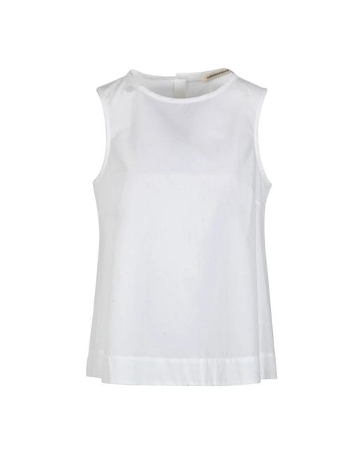 Blusa de popelina - sin mangas - hecha en italia Ottod'Ame de color White
