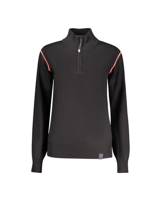 North Sails Fitness ,Zwart ,Lange Mouwen Sweater Met Halve Rits in het Black