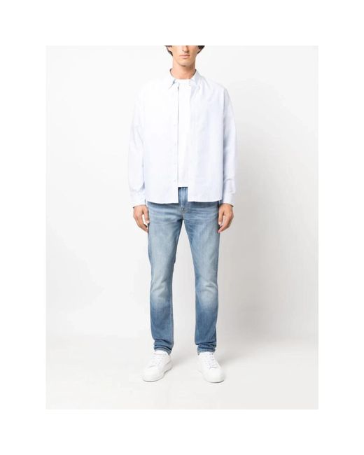A.P.C. Overhemden ,Blauw ,Katoen Gestreept Katoenen Overhemd Greg in het Blue voor heren