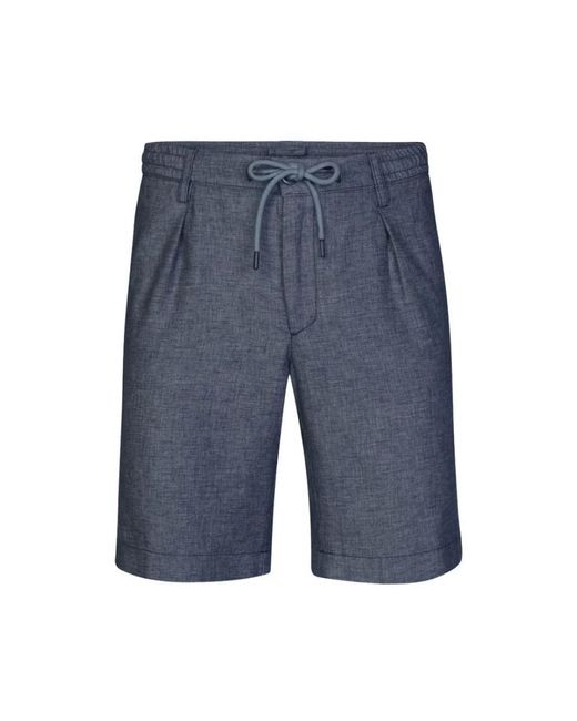 Profuomo Blaue leinen sportcord shorts mit falten in Blue für Herren