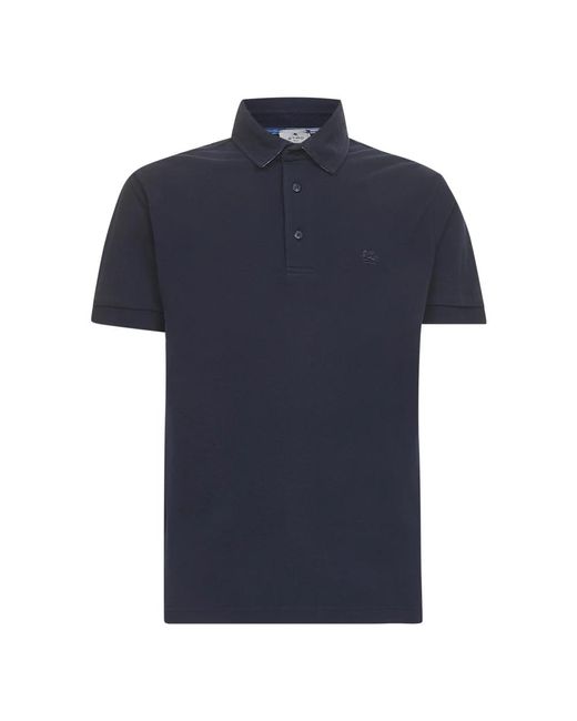 Etro Tops ,Blauw ,Katoen Blauw Poloshirt Met Geborduurd Logo in het Blue voor heren