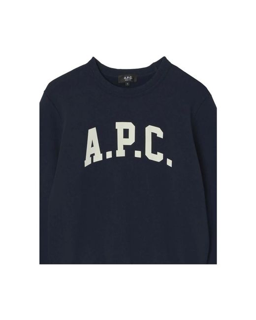 A.P.C. Hoodies & Sweatvesten ,Zwart ,Katoen Zwarte Crew Neck Katoenen Sweatshirt in het Blue voor heren