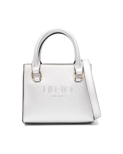 Liu Jo White Silberfarbene Schultertasche Mit Top-Reißverschluss