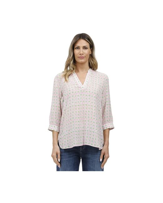 Caliban Overhemden ,Wit ,Katoen Lange Mouw Blouse in het White