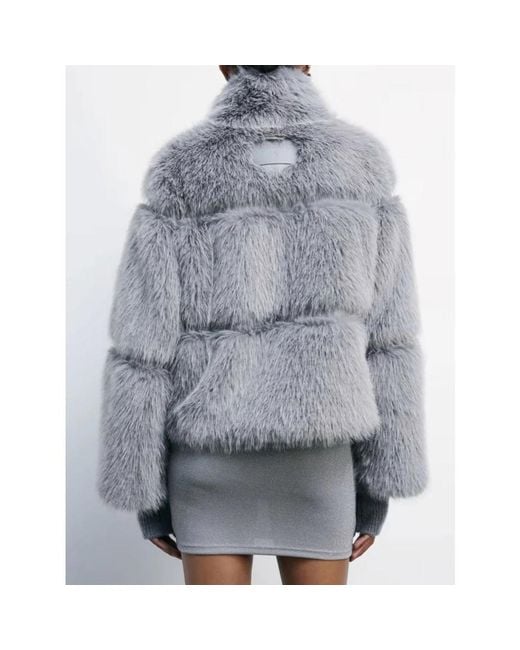 Patrizia Pepe Gray Faux Fur & Shearling Jackets