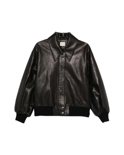 Khaite Black Leather Jackets