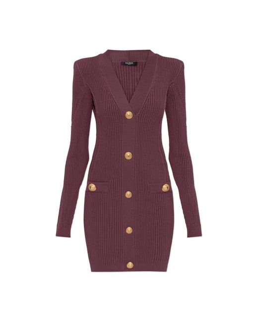 Balmain Purple Knitted Dresses