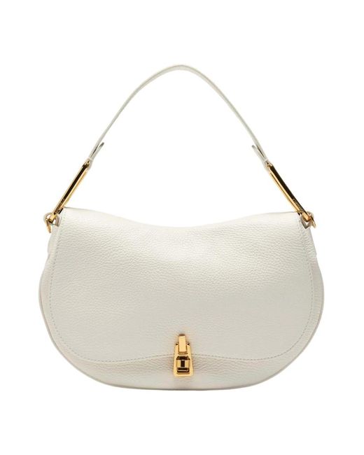 Coccinelle Natural Weiche Genarbte Lederhandtasche Weiß