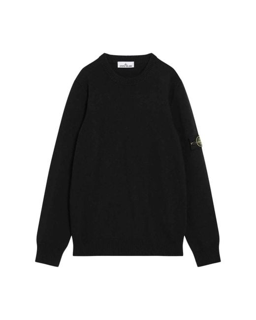 Stone Island Black Round-Neck Knitwear for men