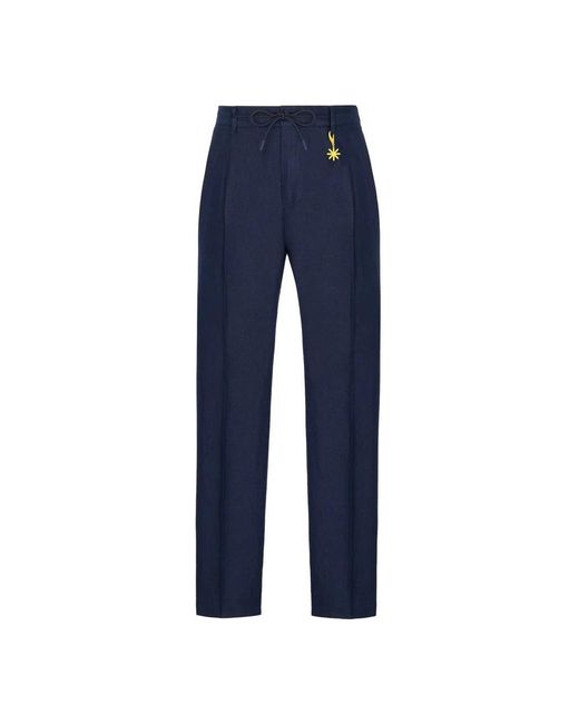 Manuel Ritz Blue Straight Trousers for men
