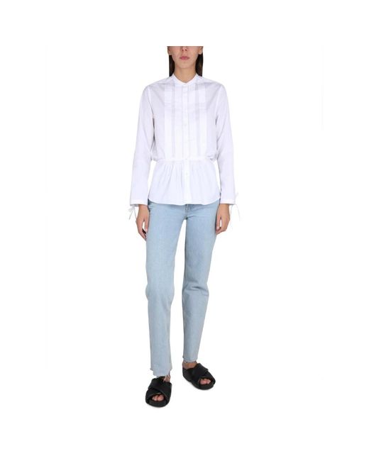 Aspesi Overhemden ,Wit ,Katoen Cotton Poplin Pintuck Shirt in het White