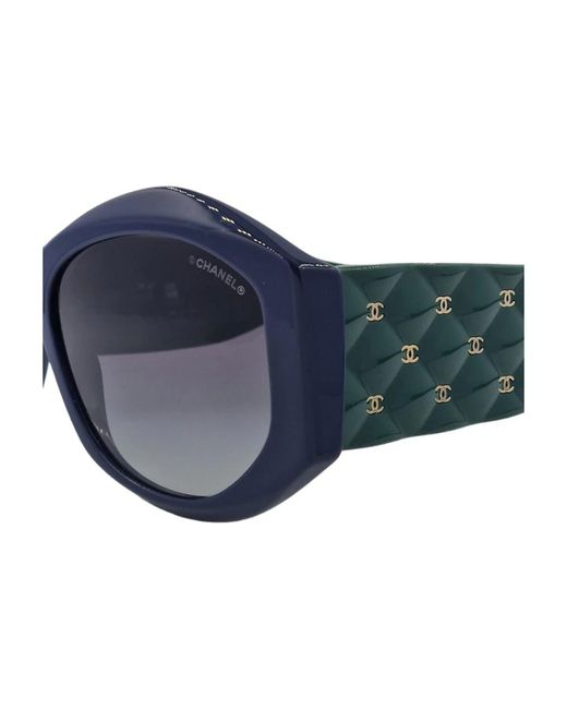 Chanel Blue Moderne ovale sonnenbrille mit ikonischem logo