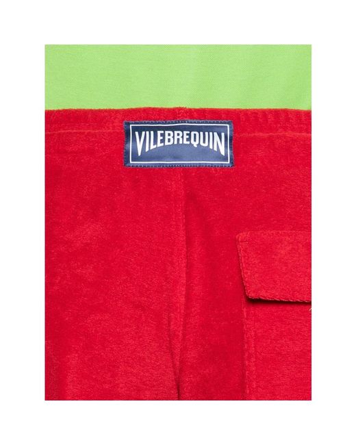 Vilebrequin Red Logo-Patch Towelling Shorts for men