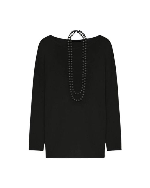 Elena Miro Black Viskose Ecovero Halskette Top