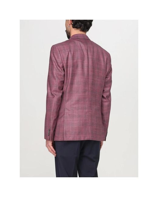 HUGO Roter Linen Cotton Blend Boss Blazer in Purple für Herren