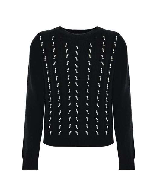 Kocca Black Wollpullover mit perlenapplikationen