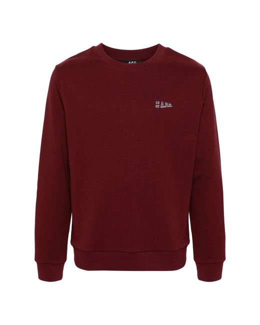 A.P.C. Hoodies & Sweatvesten ,Rood ,Katoen Standard College Print Sweatshirt in het Red voor heren