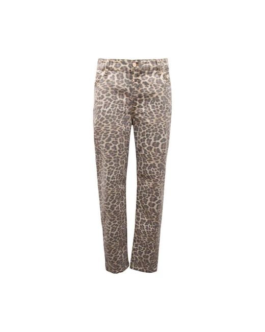 Blugirl Blumarine Gray Denim Hose Mit Weichem Macula Muster