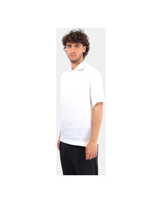 Paolo Pecora Weiße leinenhemd französischer kragen in White für Herren