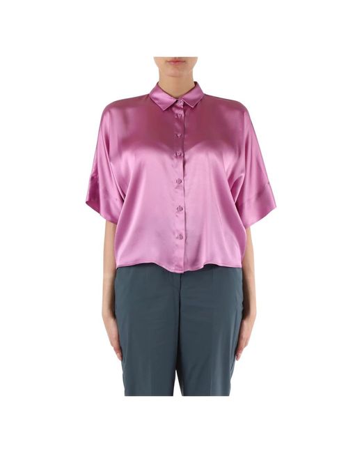 Camisa de seda cuello clásico cierre de botones Niu de color Pink