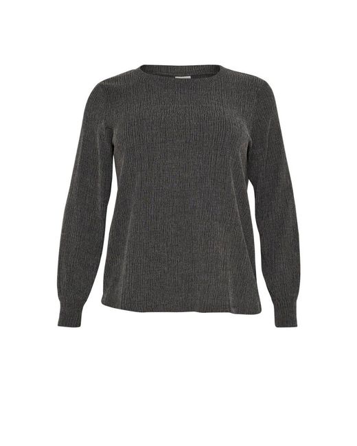 Kaffe Gray Dunkelgraue melange bluse mit langen ärmeln