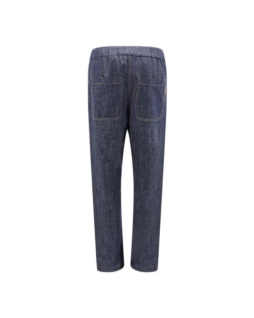 Brunello Cucinelli Blue Slim-Fit Trousers