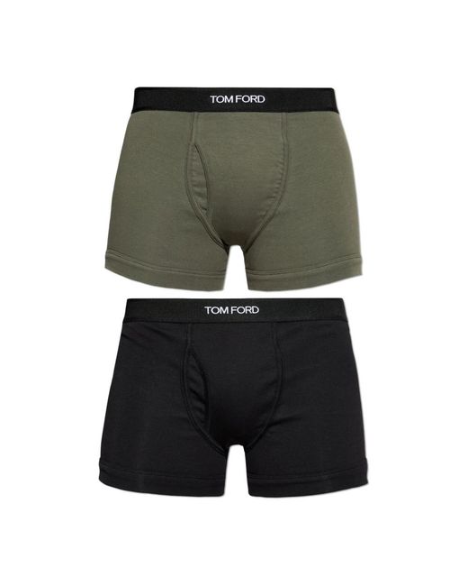Tom Ford Ondergoed ,Veelkleurig ,Katoen Cotton Boxer Briefs Twee-Pack in het Green voor heren