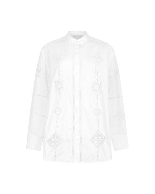 Isabel Marant White Weiße Soeline Bluse Mit Besticktem Motiv