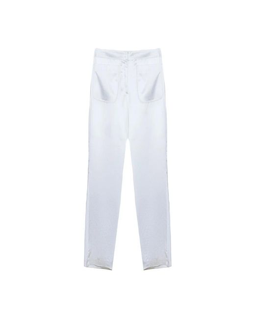 Genny White Straight Trousers