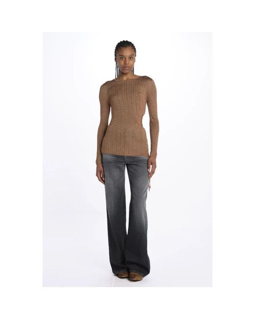 Ba&sh Brown Goldener Pullover Top Mit Loch