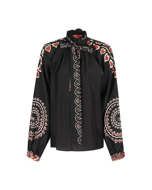 Blusa Cerere De Seda Estampada LaDoubleJ de color Black