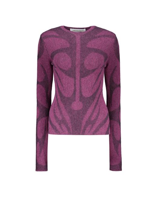 PAOLINA RUSSO Purple Round-Neck Knitwear
