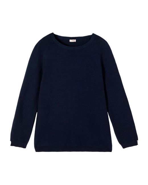 Oltre Blue Gerippte Baumwollstrickware