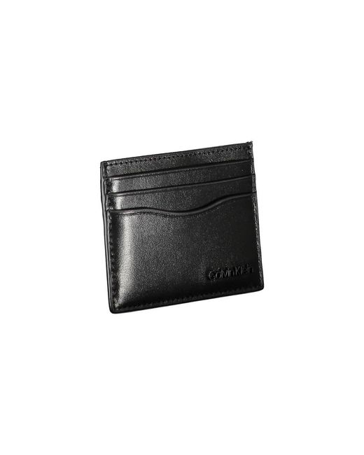 Calvin Klein Accessoires ,Zwart ,Leer Zwarte Leren Portemonnee in het Black voor heren