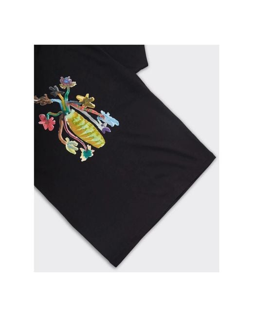 Soulland Blumen kai t-shirt schwarz baumwolle in Black für Herren