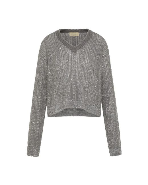 Momoní Gray V-Neck Knitwear