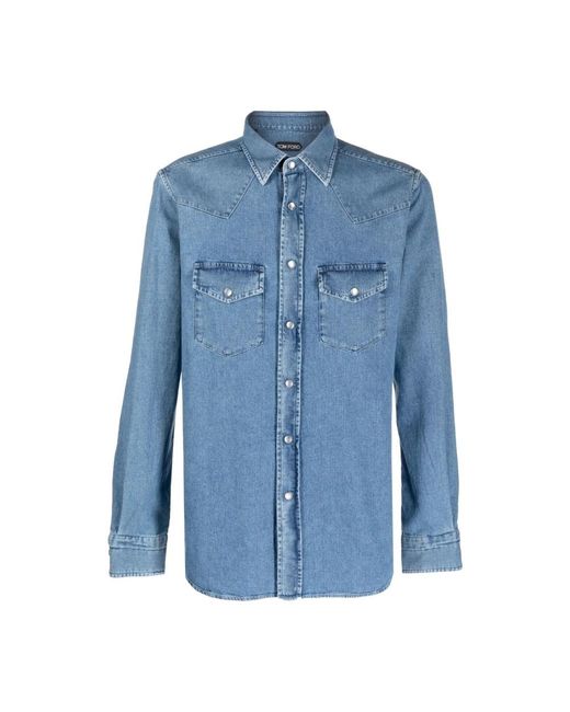 Tom Ford Denim casual shirt indigo ss24 in Blue für Herren