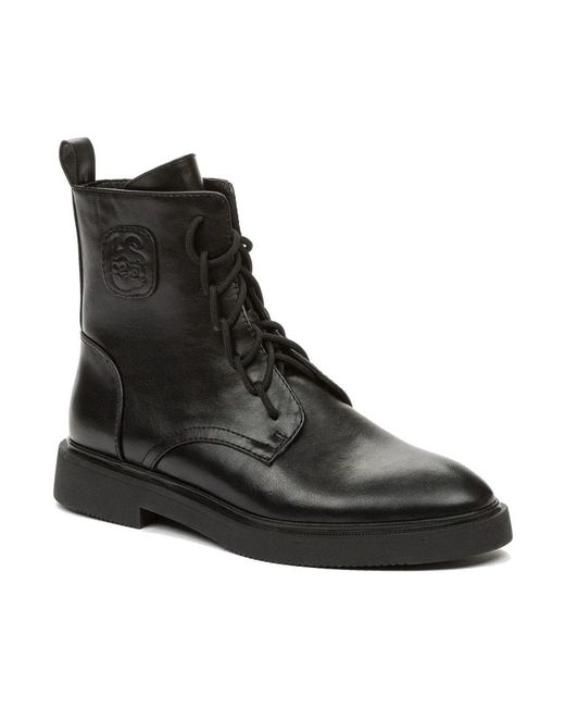 Betsy Black Lace-Up Boots