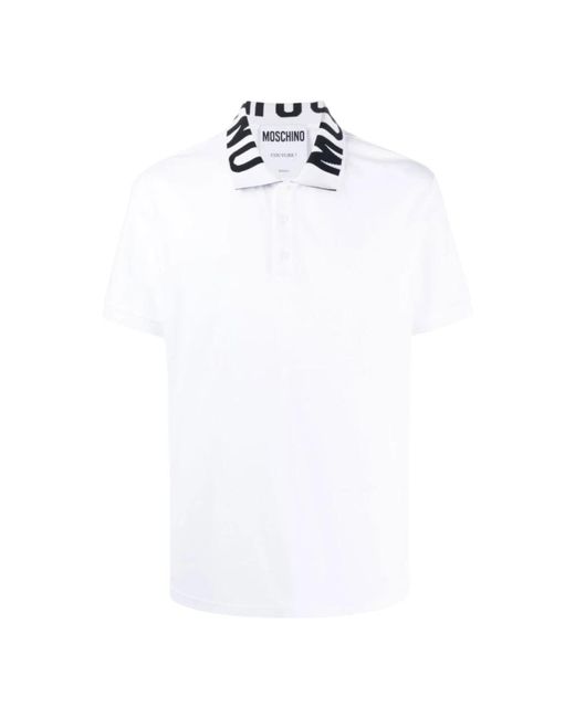 Logo polo t-shirts e polos bianchi di Moschino in White da Uomo