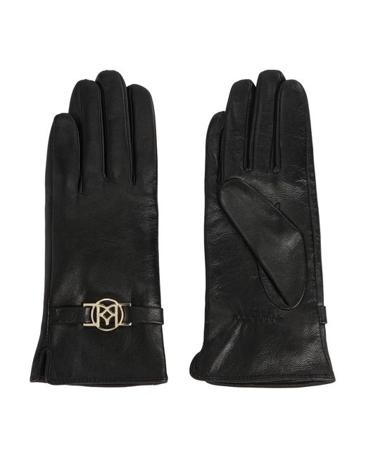 Kazar Accessoires ,Zwart ,Leer Zwarte Leren Handschoenen Met Monogramband in het Black