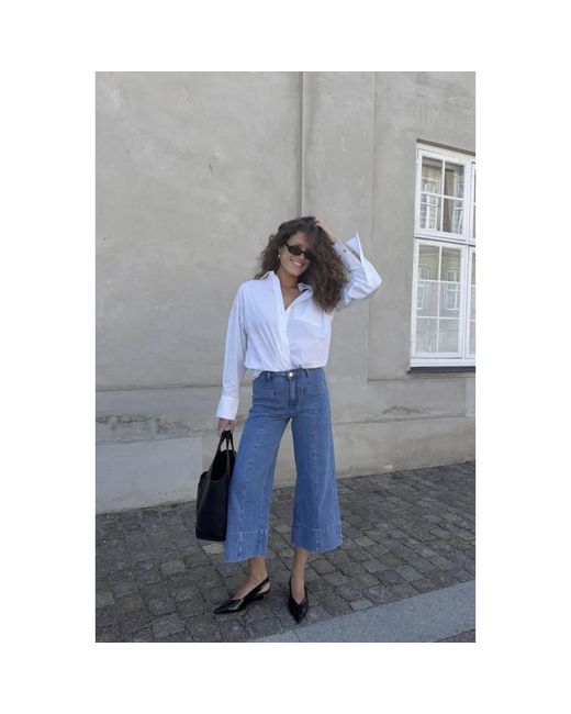Sofie Schnoor Jeans ,Blauw ,Denim Licht Denim Blauwe Wijde Spijkerbroek in het Blue