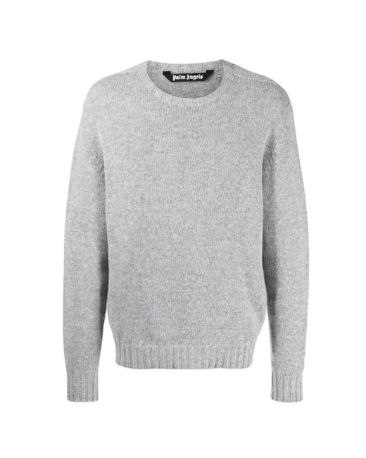 Palm Angels Gray Round-Neck Knitwear for men