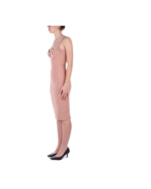 Elisabetta Franchi Pink Schicke kleider mit reißverschluss,midi-kleid mit herzförmigem ausschnitt