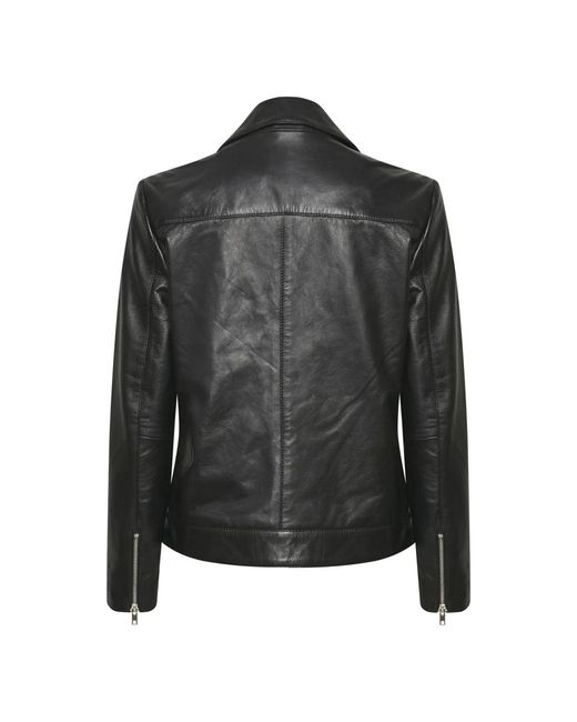 Soaked In Luxury Black Schwarze Lederjacke Mit Asymmetrischem Reißverschluss