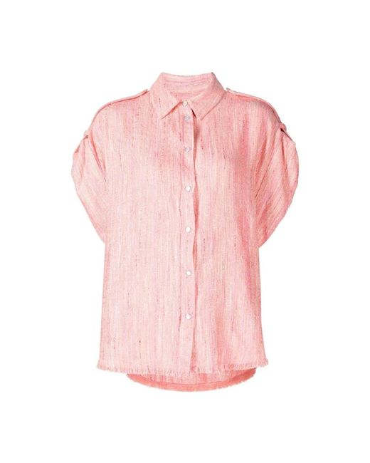 IRO Overhemden ,Roze ,Katoen Casual Shirt Met Korte Mouwen in het Pink