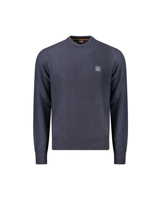 HUGO Blauer Baumwoll Herren Pullover in Blue für Herren