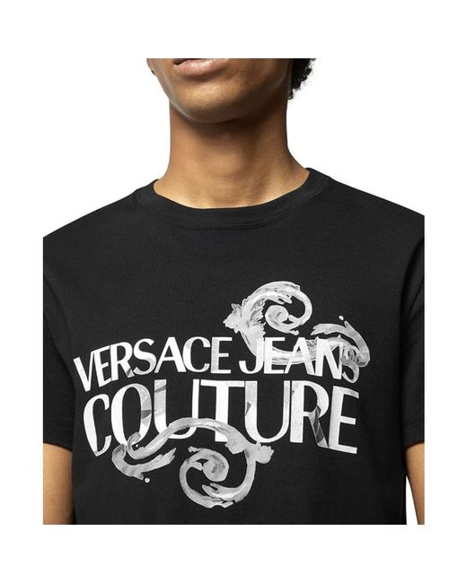 Versace Schwarzes barockmotiv-logo-t-shirt in Black für Herren