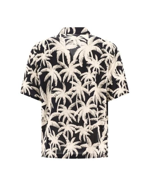 Palm Angels Black Short Sleeve Shirts for men