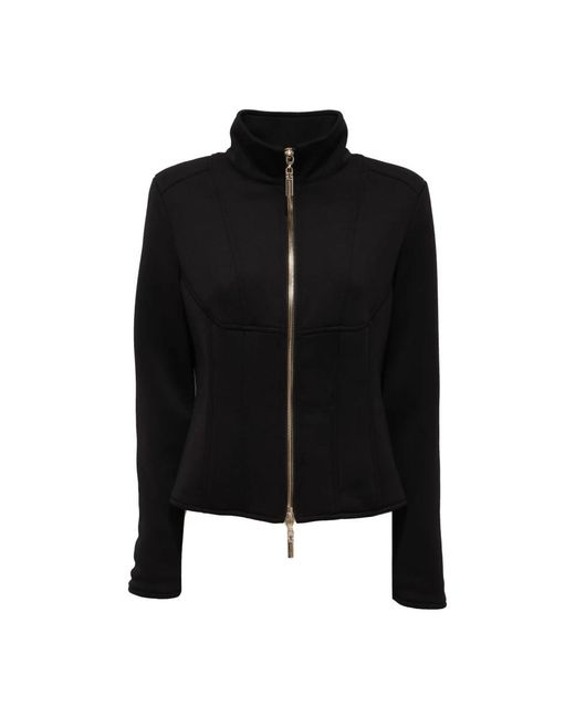 Mangano Jassen ,Zwart ,Polyester Plaza Neopreen Effect Jas in het Black